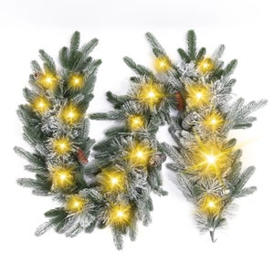 Set 3 Ghirlande Di Ghiaccioli Con Neve Finta - Decorazioni Natalizie Per Camino, Finestre, Pareti, Bianco
