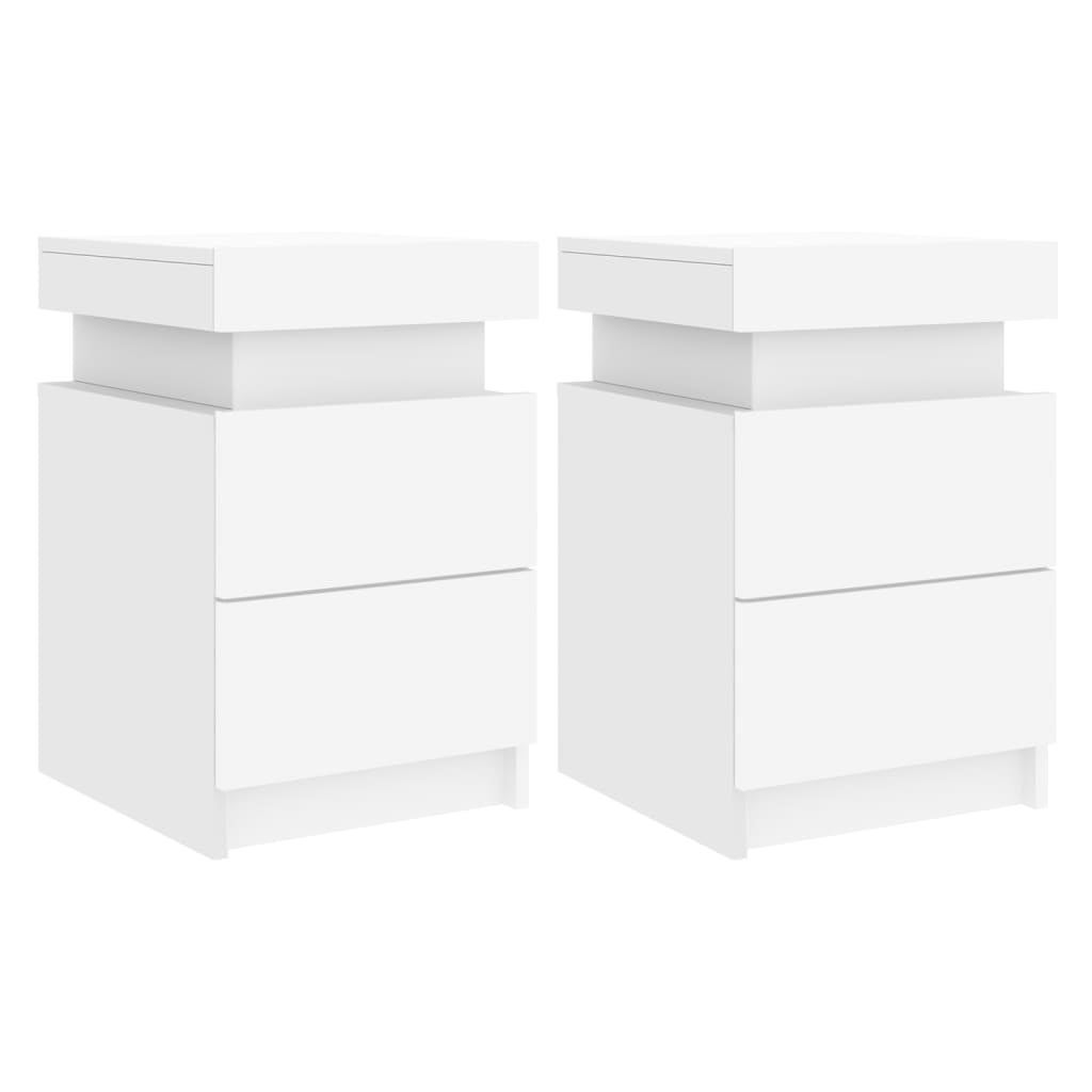 Comodino con 2 Cassetti Clyde Bianco Legno Moderno e Pratico