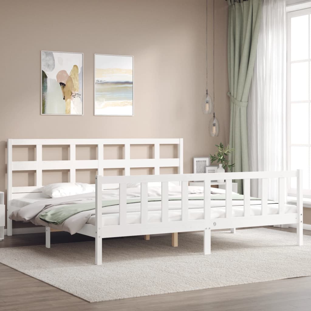 Maison Exclusive - Cama sem colchão 200x200 cm madeira de pinho maciça branco - 3