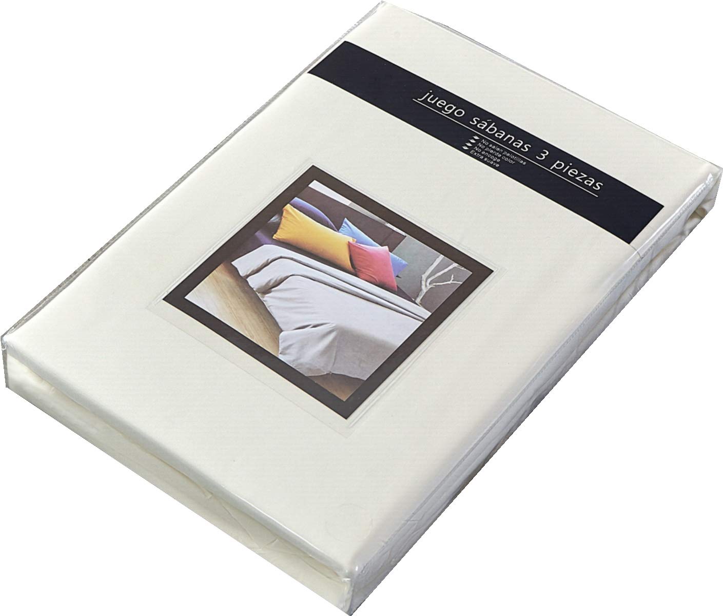 Tienda eurasia® juego 3 sábanas de cama, microfibra transpirable, cama 150-150x190/200 cm, beige