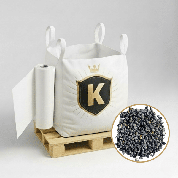 Kit Graviers gris + géotextile = 1 Big Bag gravier gris Nevada 12/18 1.5T [environ 20m2 sur 5cm d'épaisseur] + 1 géotextile 25m2