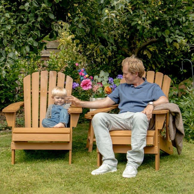 Chaise Adirondack En Bois AXI Carmen - Transat De Jardin - 90x78x93 Cm, 14 Kg - Dossier Haut, Couleur Beige Or