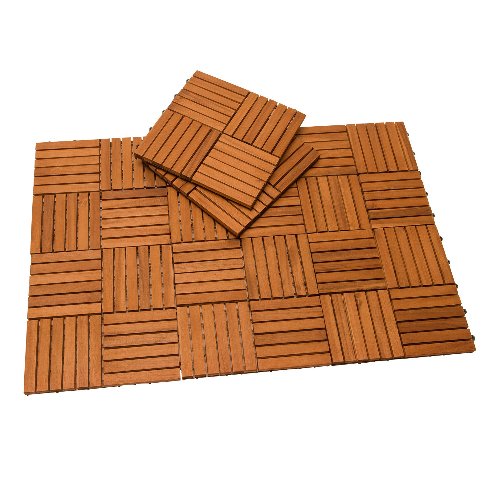 11x Dalles de terrasse en bois d'acacia 1m² Dalle clipsable 30x30cm Revêtement de sol extérieur terrasse jardin - 2