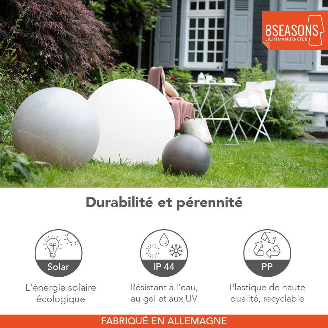 Boule lumineuse Blanc - 50cm - Lampe extérieur solaire - 8 seasons design - 5