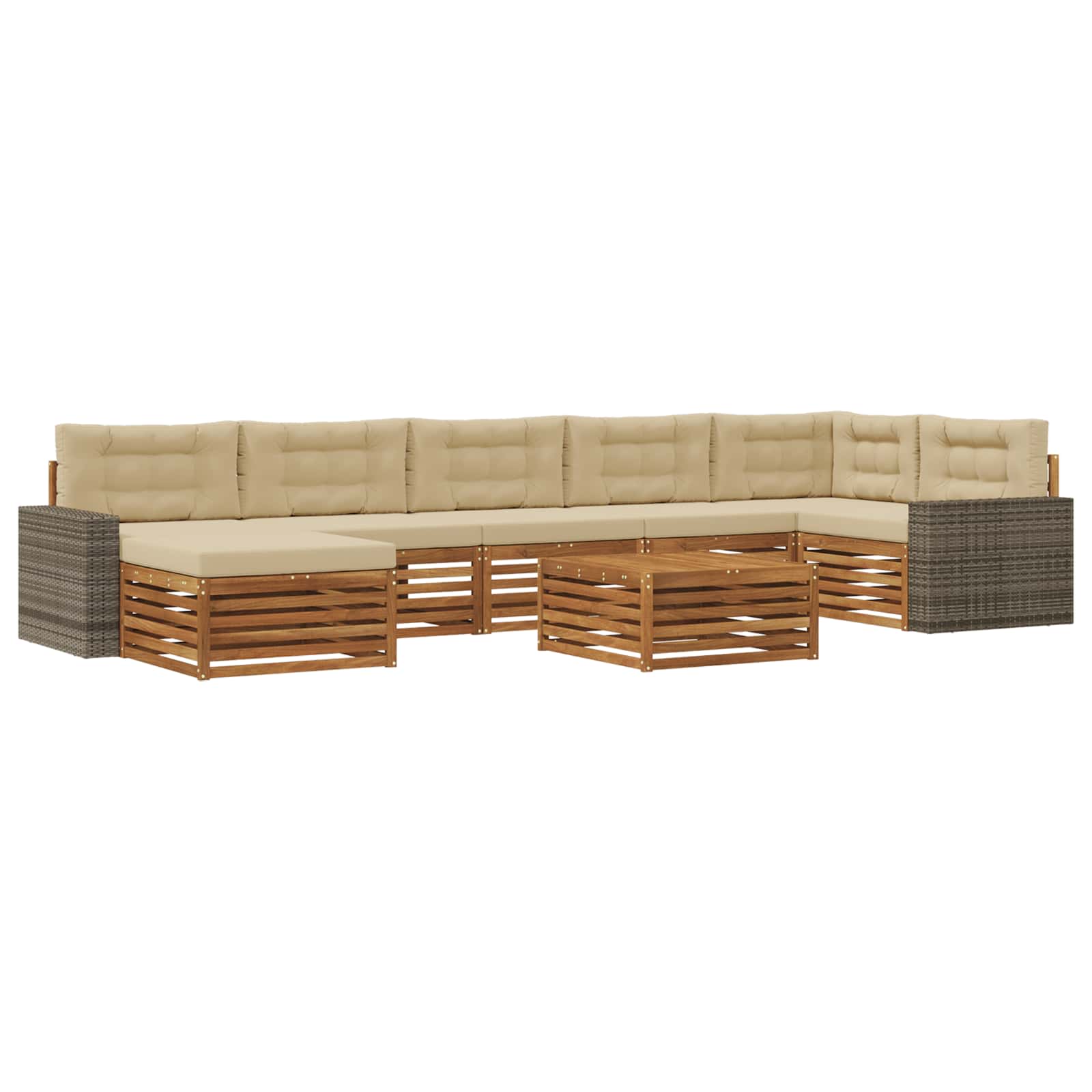 Ensemble de canapés d'extérieur, 8 pièces, naturel et beige, pour la terrasse - 2