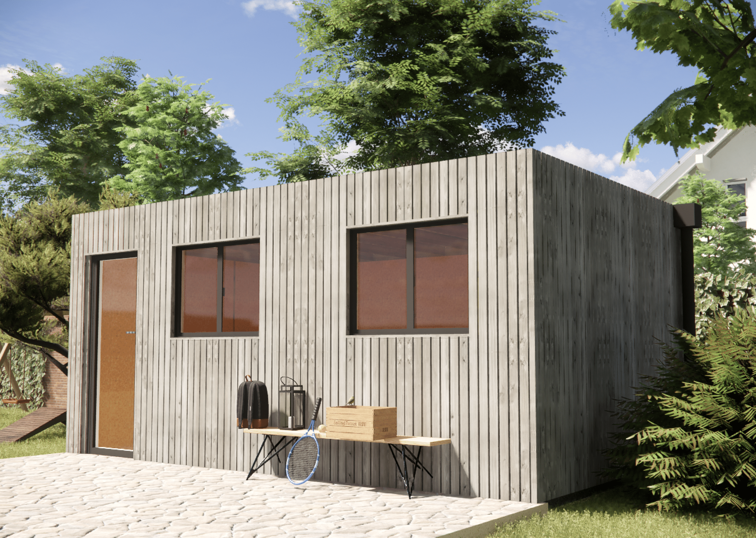 Extension maison en bois en bois 5,5 x 3,5 x 2,7 m avec plancher isolé - 6