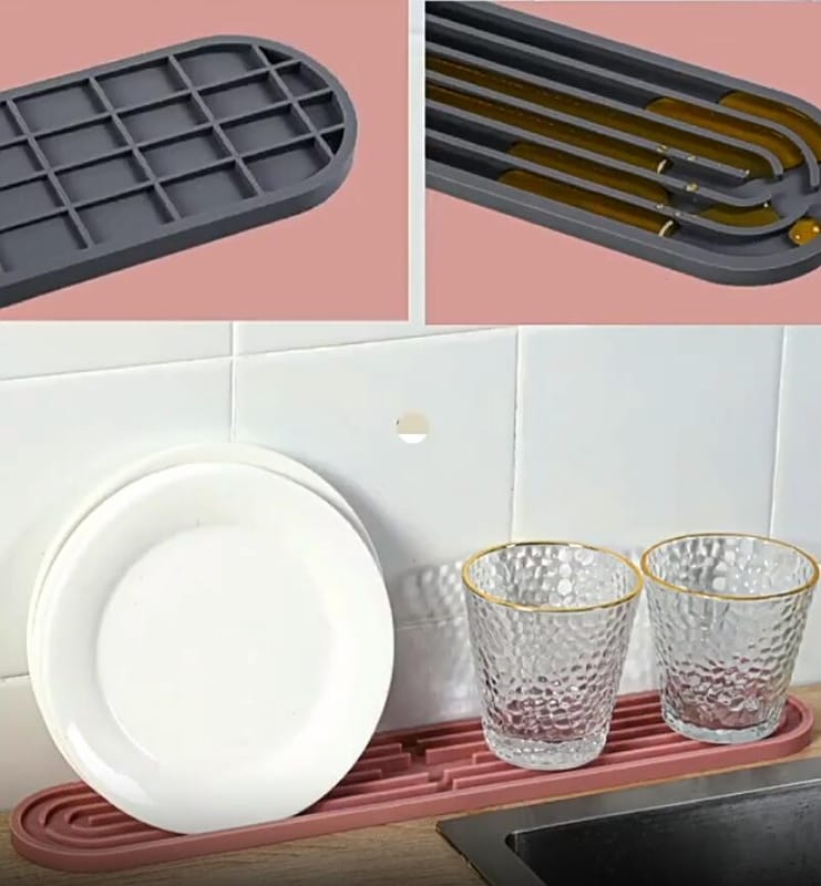 Dwuczęściowa silikonowa mata do odsączania, mata barowa, nadająca się do mycia w zmywarce, antypoślizgowa, do mycia naczyń, na butelki i szklanki, sz - 4