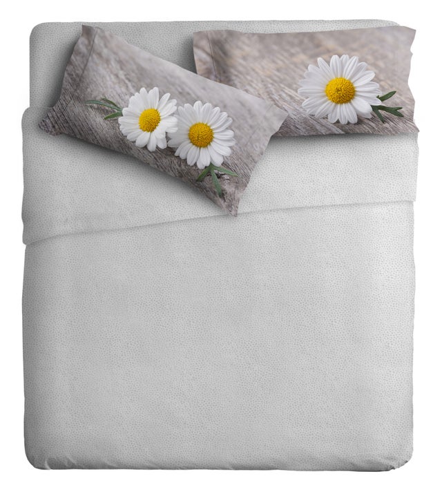 IPERSAN Completo letto fotografico Fine-Art Disegno Camomilla in 100% Puro Cotone, 1 Piazza, Multicolore