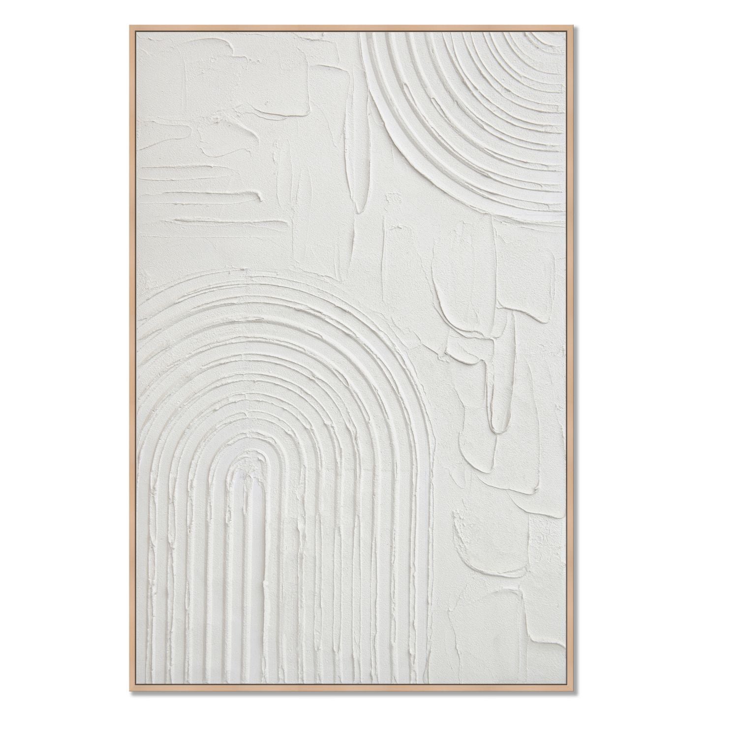 Dekoarte- cuadro decoración salón moderno en relieve blanco - halo - 60x90 cm - cuadros con marco color madera incluido