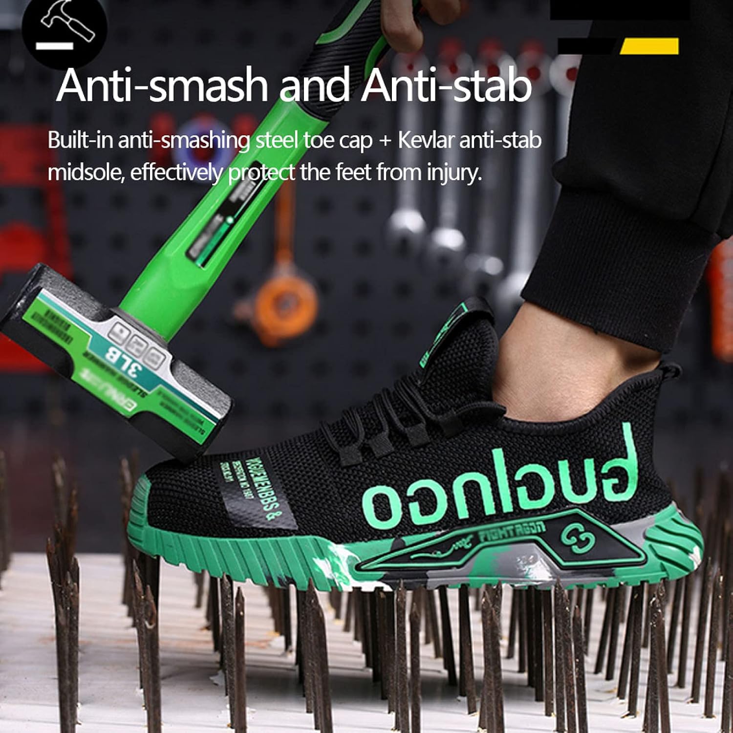 Buty robocze ochronne, sneakersy ze stalowym noskiem, lekkie, oddychające buty robocze przemysłowe, oddychające sneakersy z siateczki, pomarańczowe 44