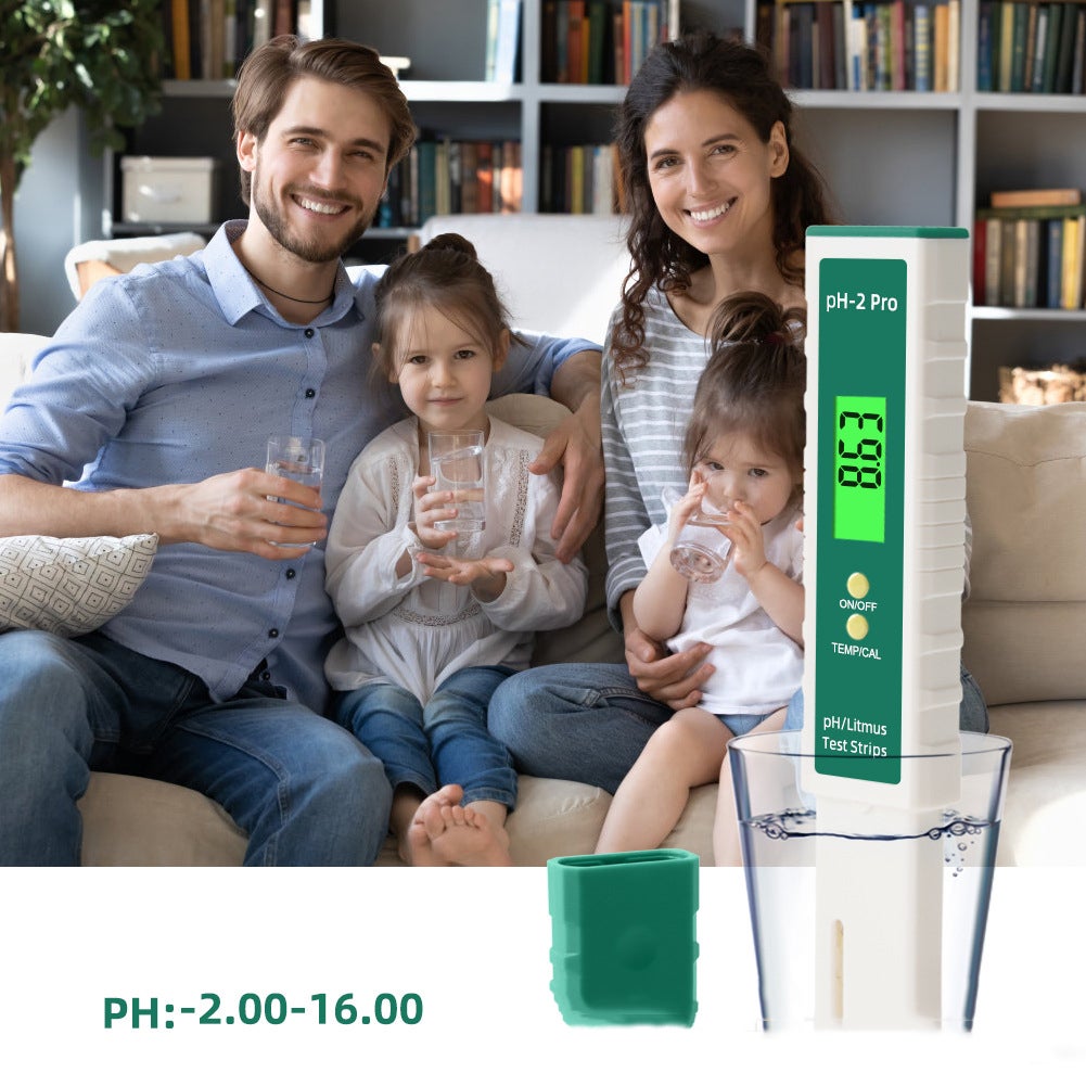 Stylo de test d'acide et d'alcali de pH d'affichage de température de PH-2Pro blanc et vert, mètre d'essai de qualité de l'eau - 5