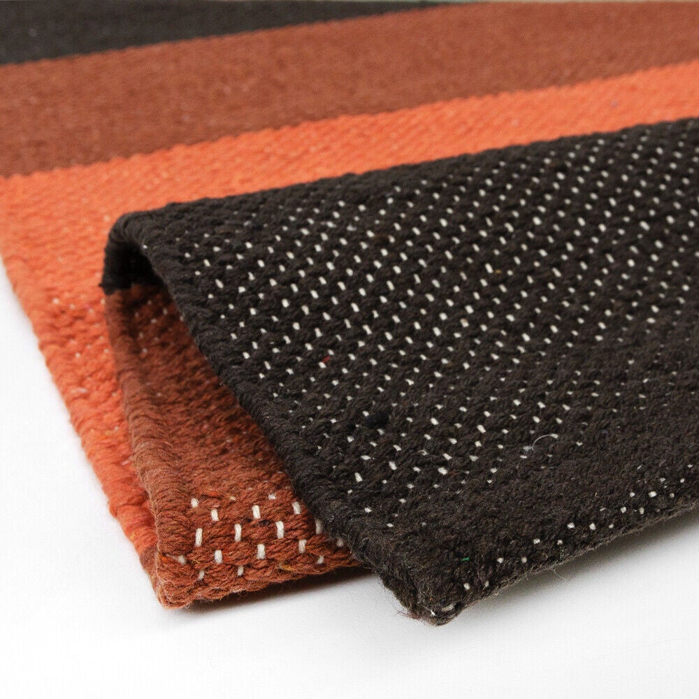 Tappeto Cucina Bagno Puro Cotone Morbido Assorbente Scendiletto Intrecciato a Mano Arancione 55x140 cm - 6