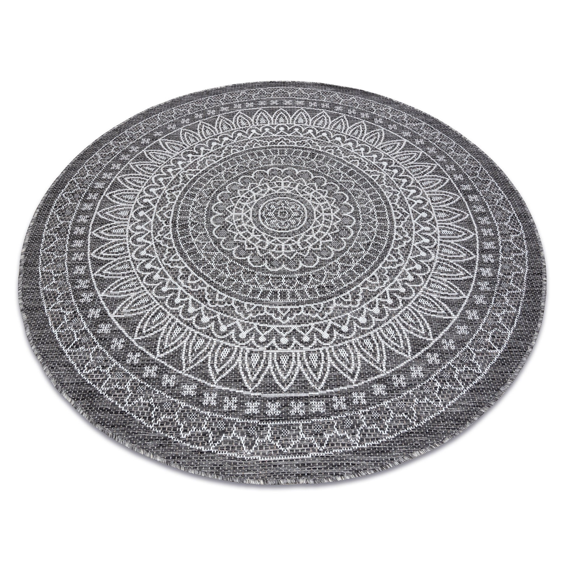 Dywan SZNURKOWY SIZAL LOFT 21207 Rozeta koło BOHO kość słoniowa/srebrny/szary koło 120 cm