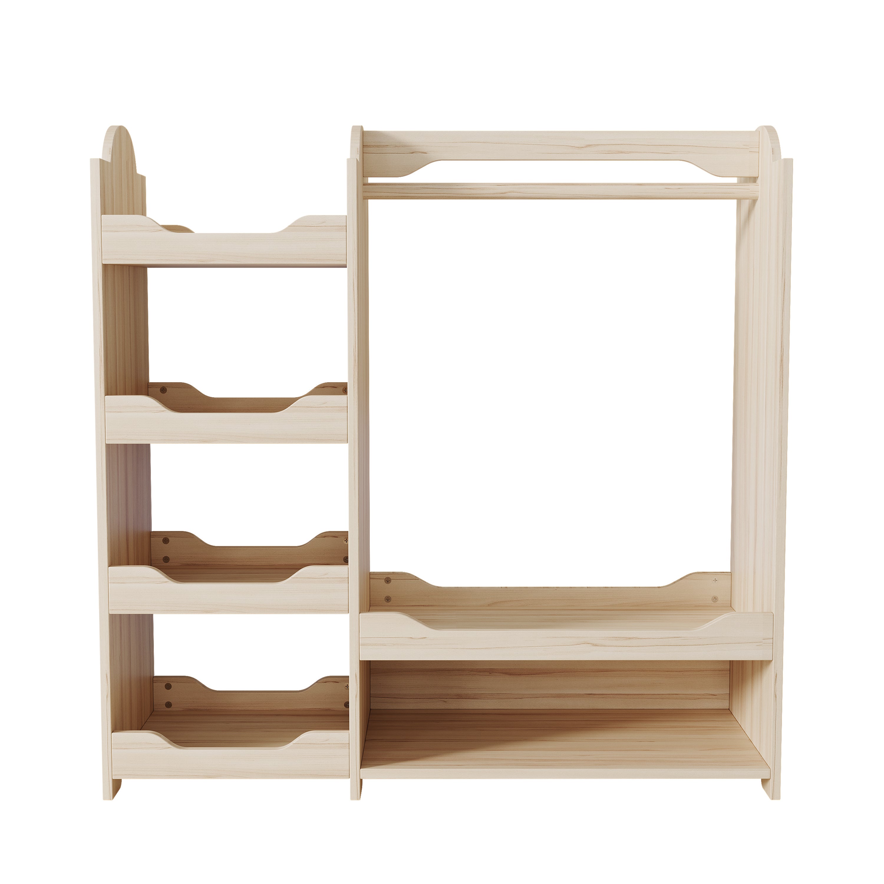 Szafa dziecięca 110 x 39 x 110 cm - z drążkiem na ubrania - z 4 półkami - płyta MDF - naturalny