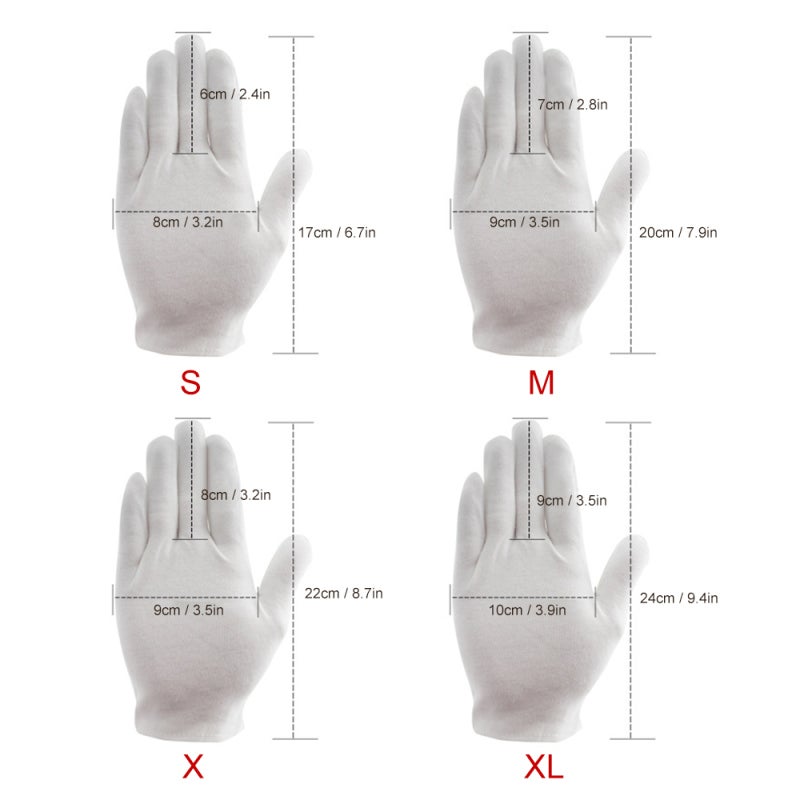 12 paires de gants en coton respirants, doux et hypoallergéniques pour le travail, l'hydratation cosmétique et l'inspection de bijoux. - 5