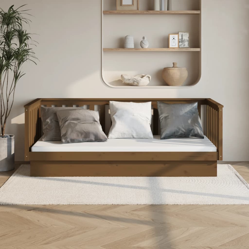 Łóżko Dzienne Drewniane Brązowe Rama Łóżka Ze Stelażem Sofa 100 x 200 cm
