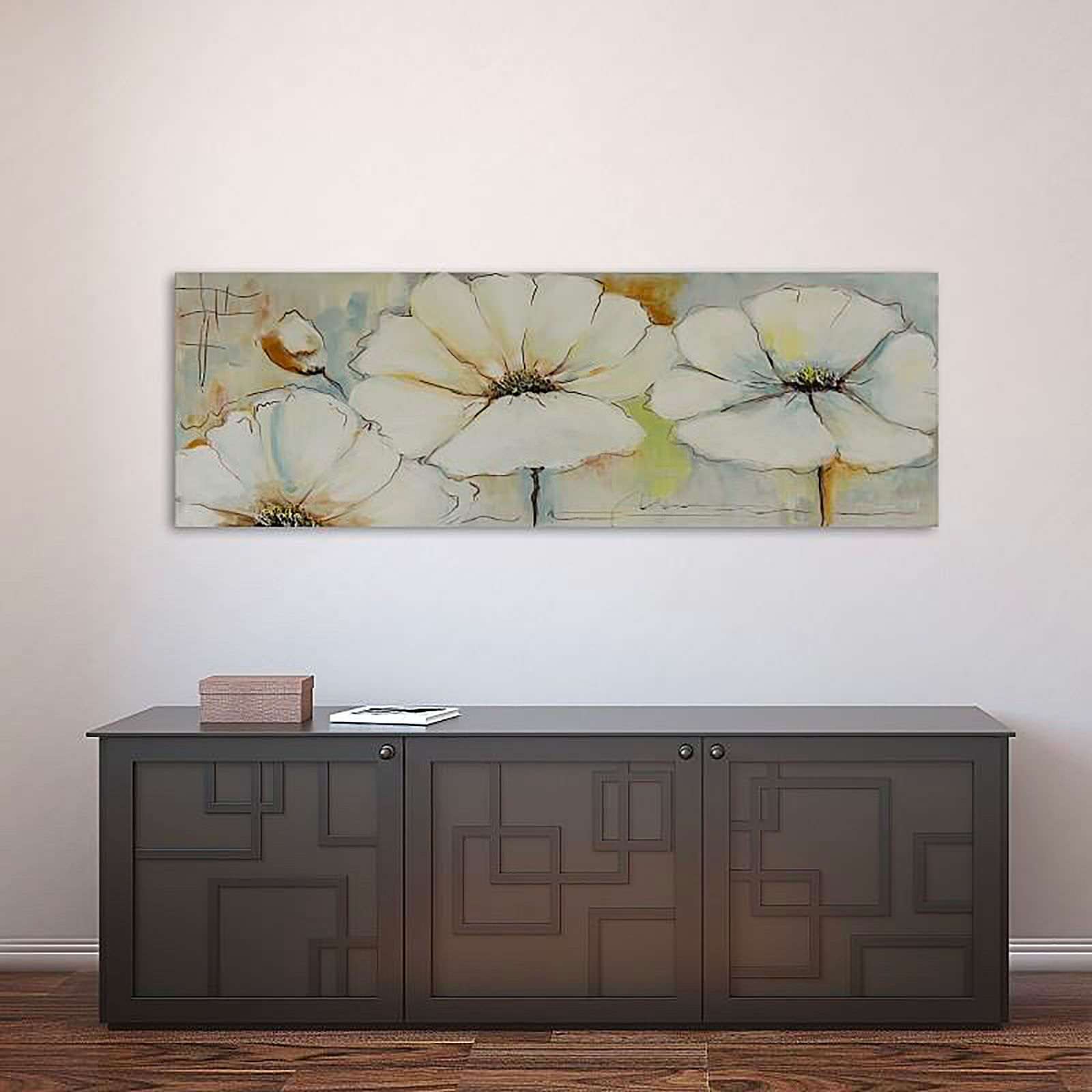 Tableau panorama sur l'image toile toile deux fleurs et bourgeons - 90 x 30 cm - 5