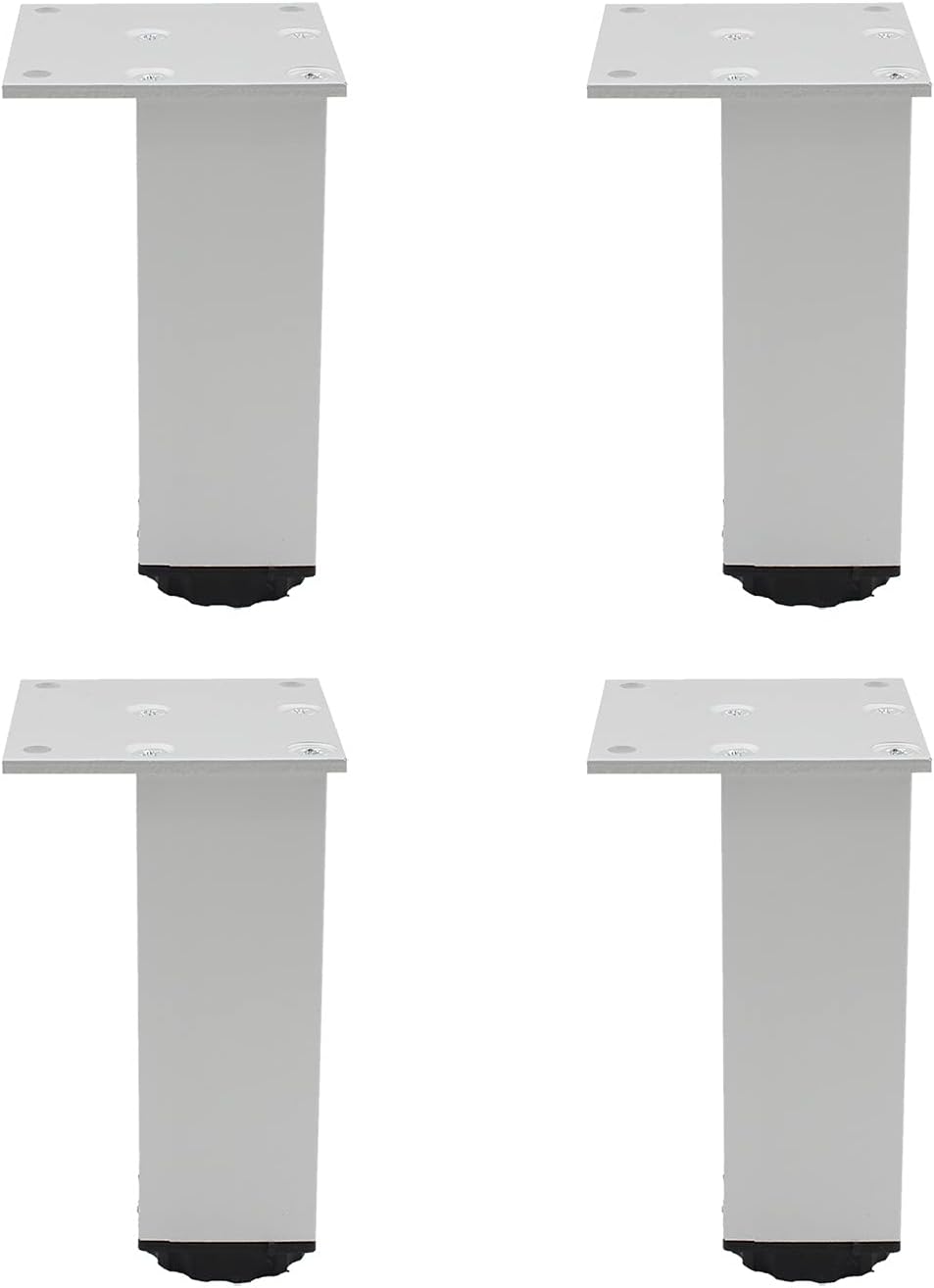 Nogi meblowe aluminiowe regulowane, zestaw 4 szt., do mebli, sof i stołów, srebrne, 10 cm (zakres regulacji 100-118 mm)