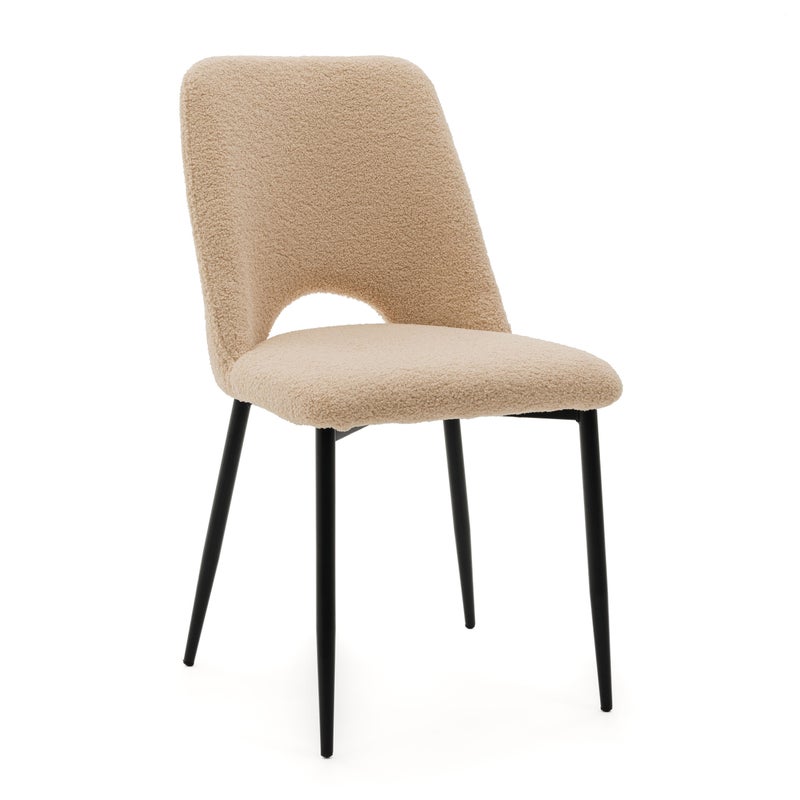Krzesło tapicerowane do salonu jadalni boucle teddy ORO ciemnobeżowe