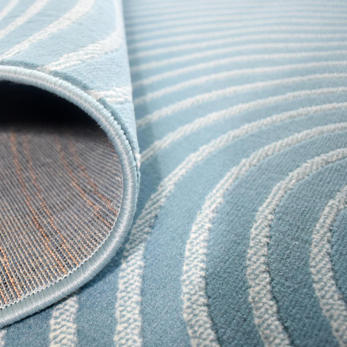 tapis salon 160x225 tissé bleu rectangle motif géométrique LYN49 ARCROL - 5