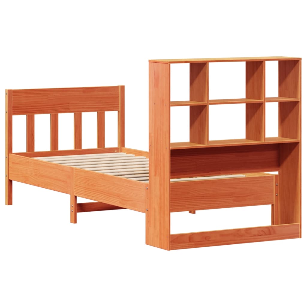 Cama de adulto | Cama de solteiro | Cama sem colchão 75x190 cm madeira de pinho maciça castanho-mel CFW314009 - 8