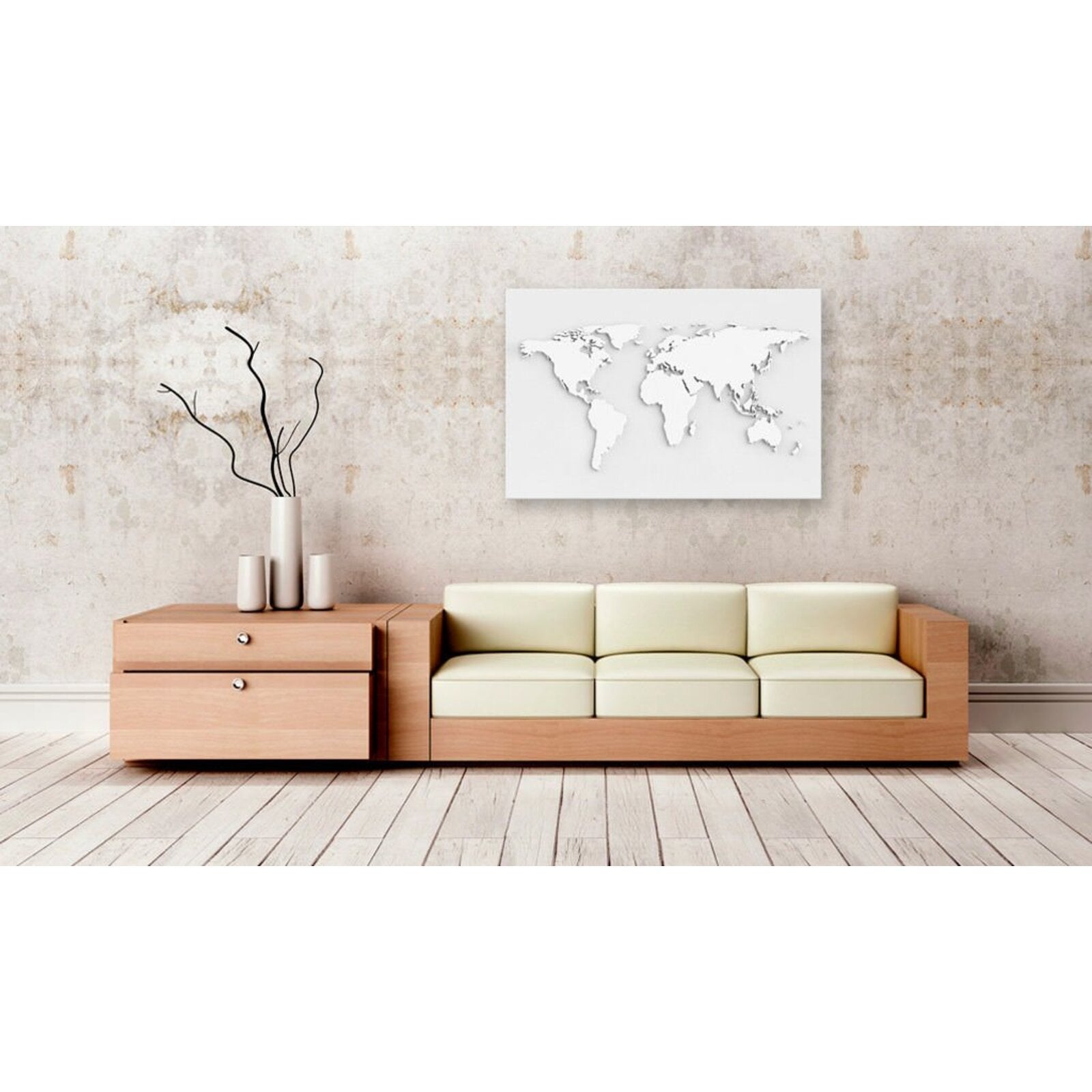 Tableau en liège monde monochrome - 90 x 60 cm - 2