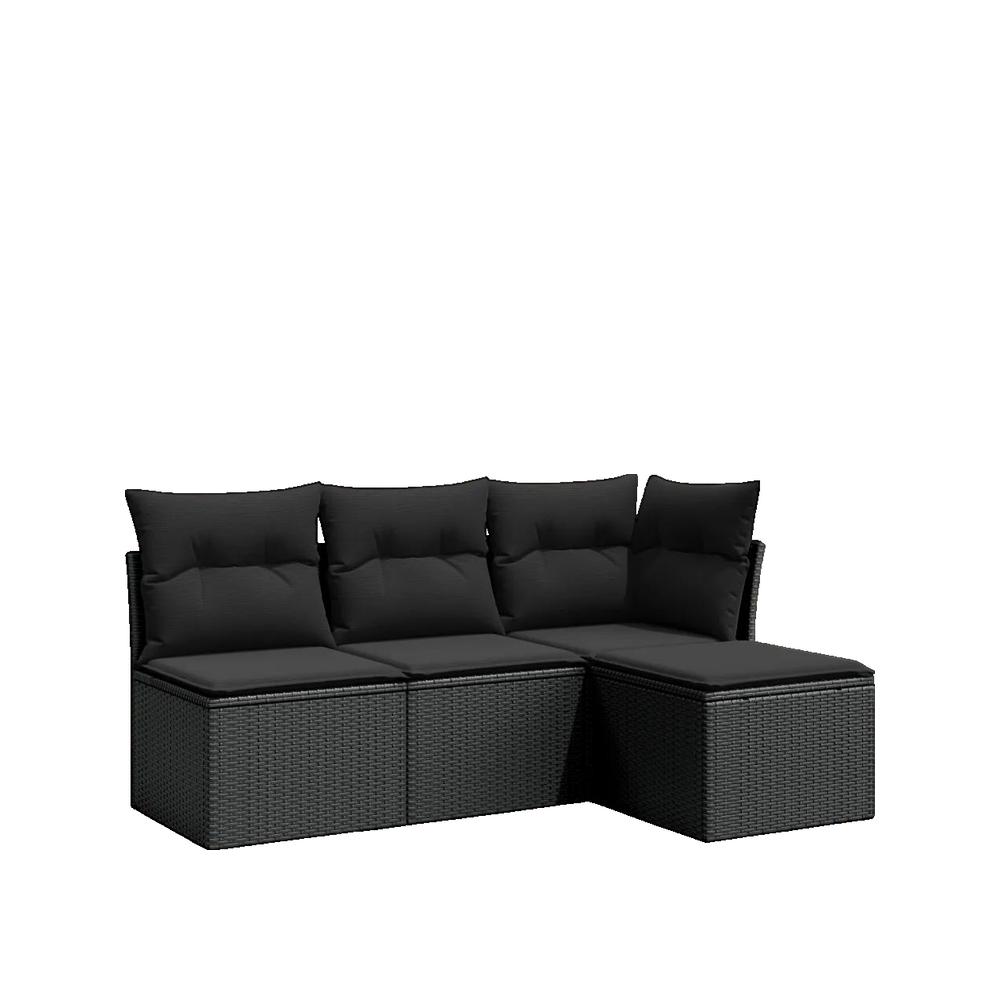 Zestaw mebli ogrodowych vidaXL modułowy rattan syntetyczny wygodne poduszki czarny