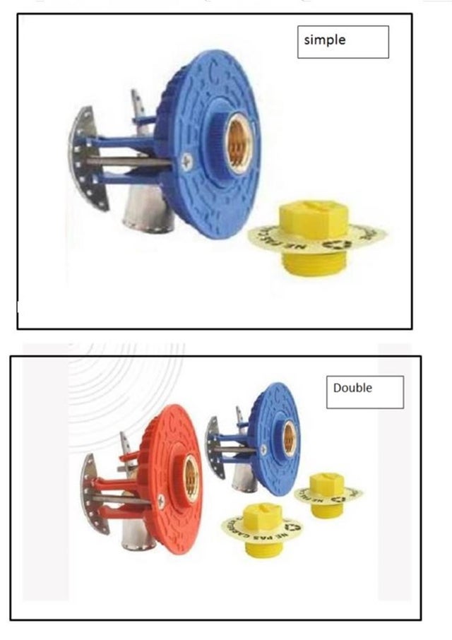 FIXOPLAC - Module double lavabo/évier- raccord à glissement coudé M12-17 - Tube Ø 13/16mm- bleu et rouge - SOMATHERM