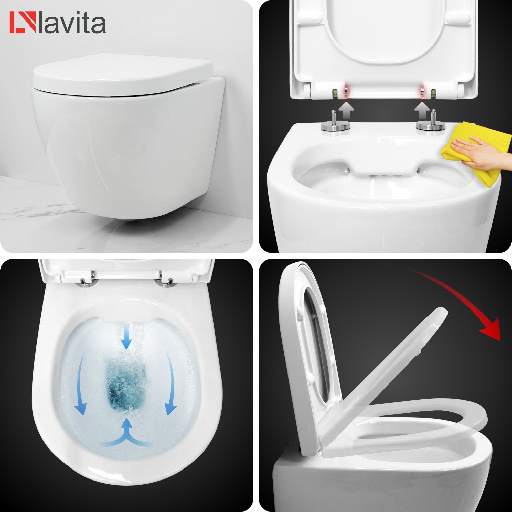 LAVITA Sogo WC suspendu | L'abattant de WC à chute lente | WC suspendu sans bord | WC | 365x490x395 cm | blanc brillant - 2