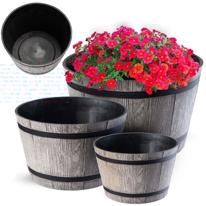 DONICA DONICZKA OGRODOWA OSŁONKA 23+30+40cm TARAS MISA OKRĄGŁA SZARA ZESTAW