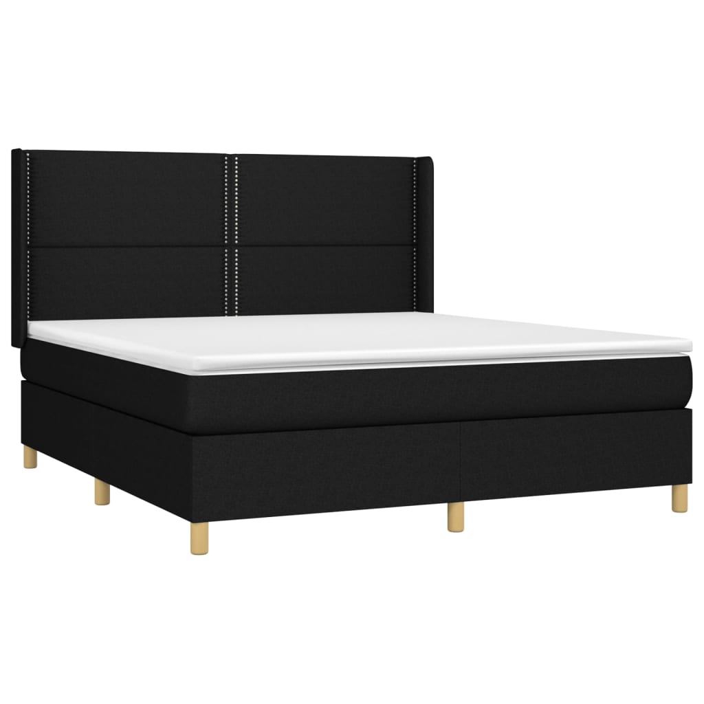 Maison Exclusive - Sommier à lattes de lit matelas et LED Noir 180x200 cm Tissu - 4