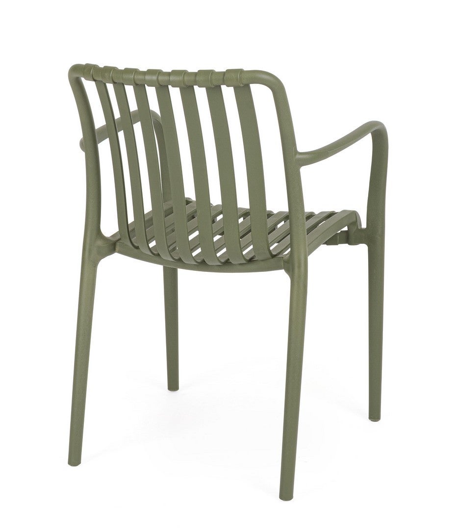 Zestaw 4 krzeseł z polipropylenu, odpornych na promienie ultrafioletowe, w kolorze zielonym, do użytku wewnątrz i na zewnątrz