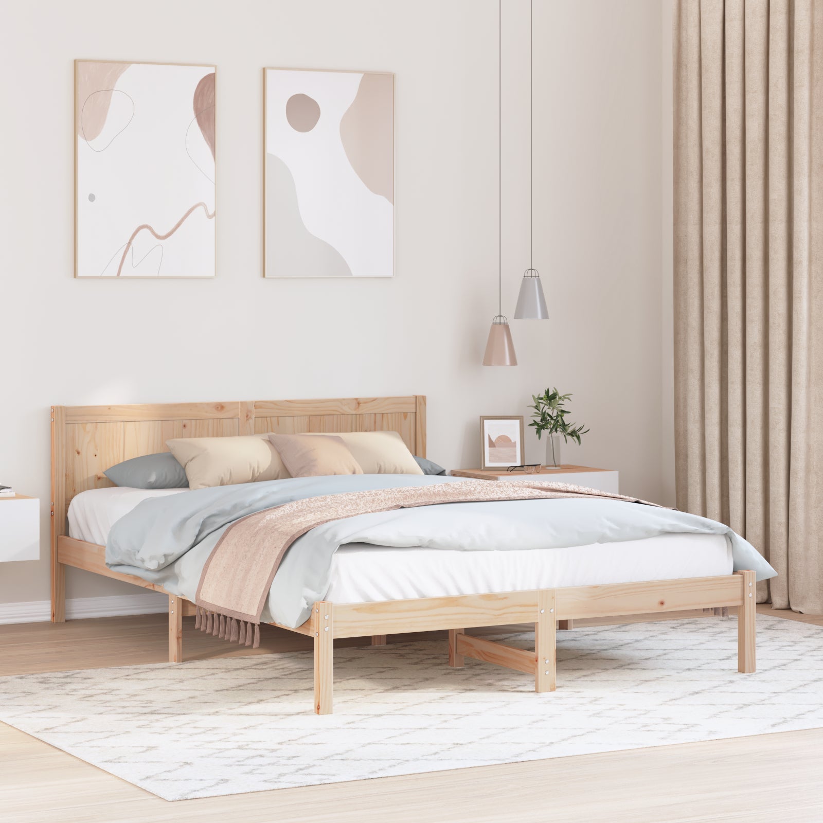Ramka łóżka Brązowy 140 x 200 cm Lite drewno sosnowe vidaXL