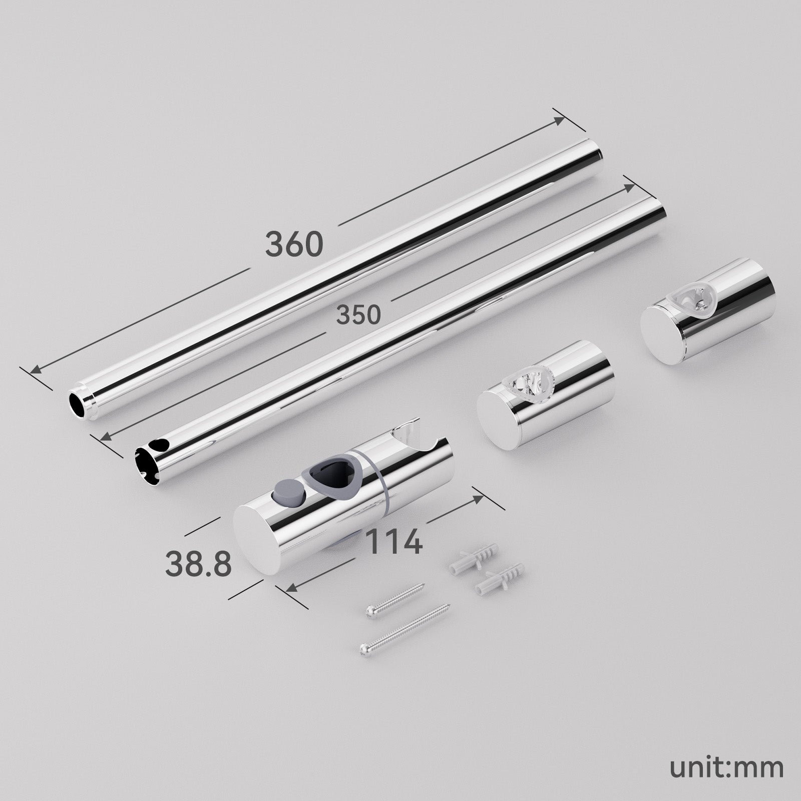 Barre de Douche 71cm en Acier Inoxydable,Barre de Douche avec Support Pommeau de Douche et Support de Douche Muraux Réglable Variables,Chromé - 8