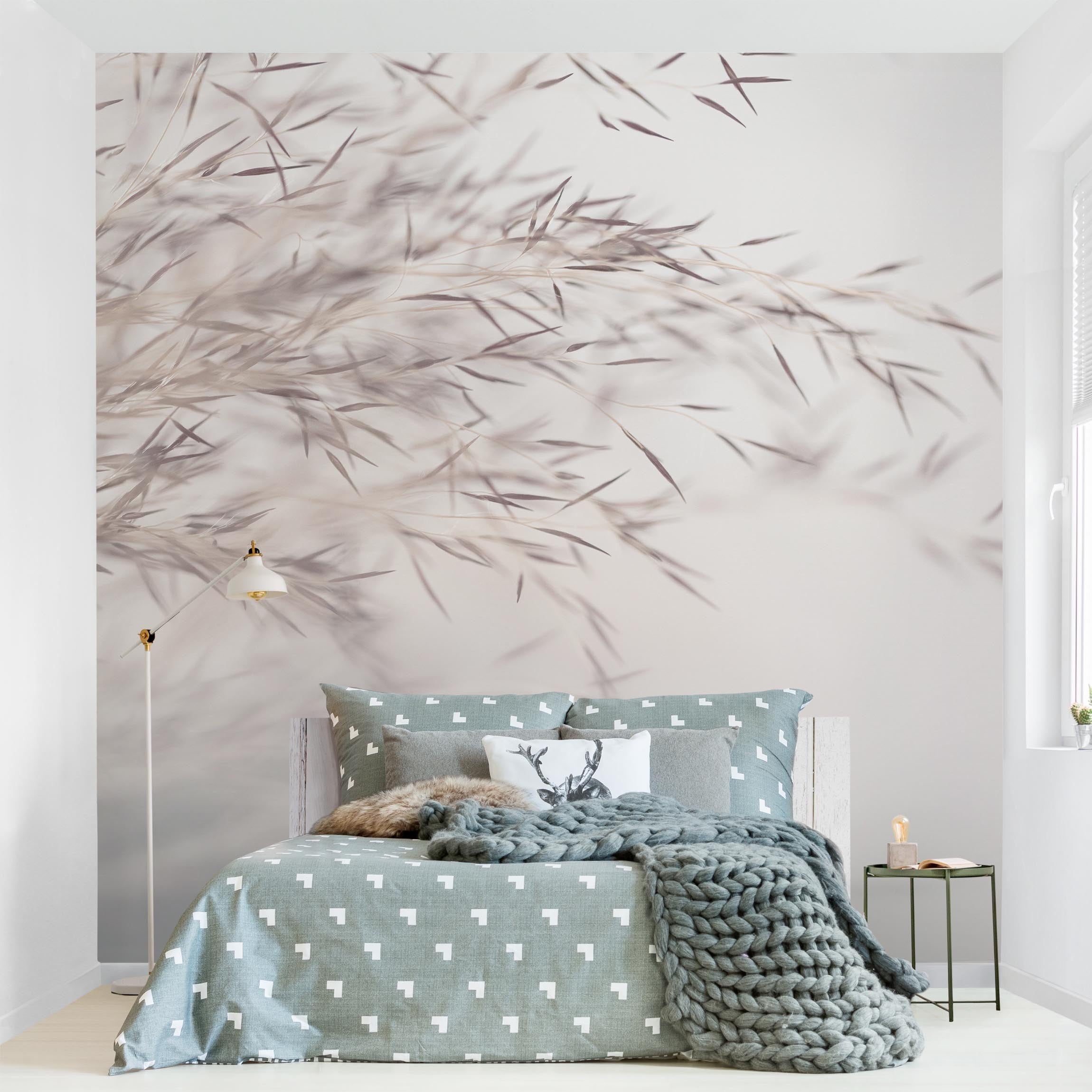 Papel pintado fotomural botánico tropical rústico romántico flores 300 - salón dormitorio cocina pasillo - tnt 336 x 336 cm adhesivo