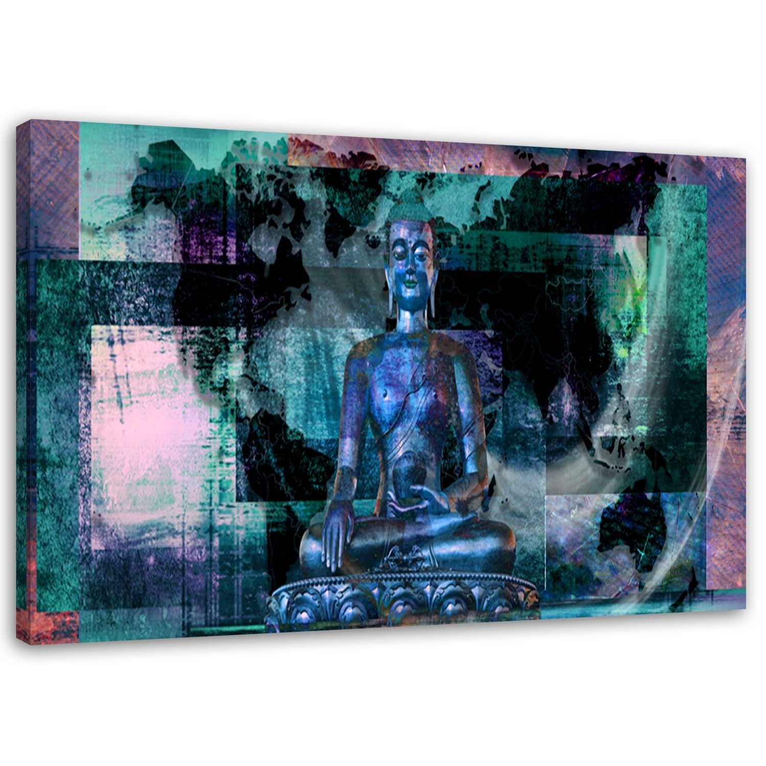 Obraz, Budda i abstrakcyjne niebieskie tło 100x70