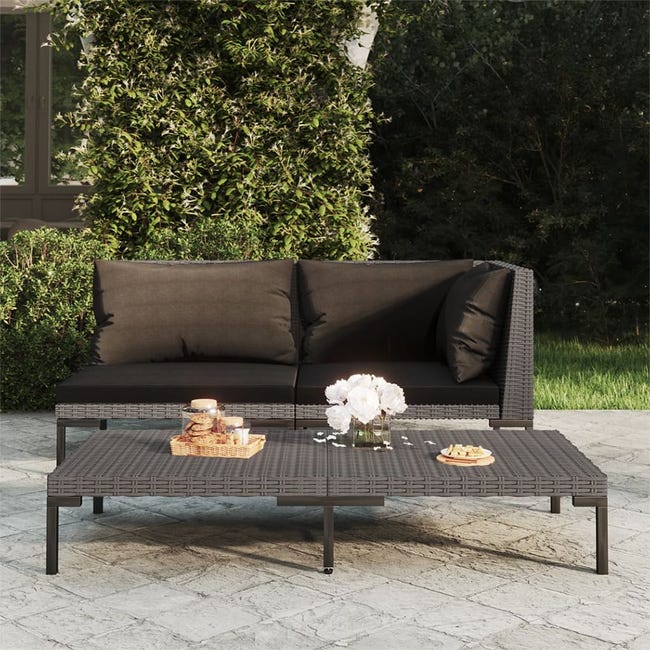 Sofá De Jardín Semicircular De Ratán Sintético - Con Cojines, Negro, Ideal Para Terraza O Exterior, Resistente A La Intemperie
