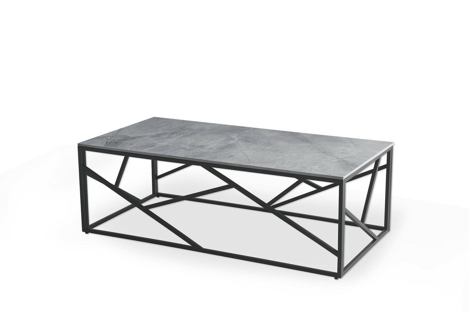 Stolik kawowy prostokątny Taman INTESI marmurowy szary 120x60 cm nowoczesny loft do salonu 1 szt.