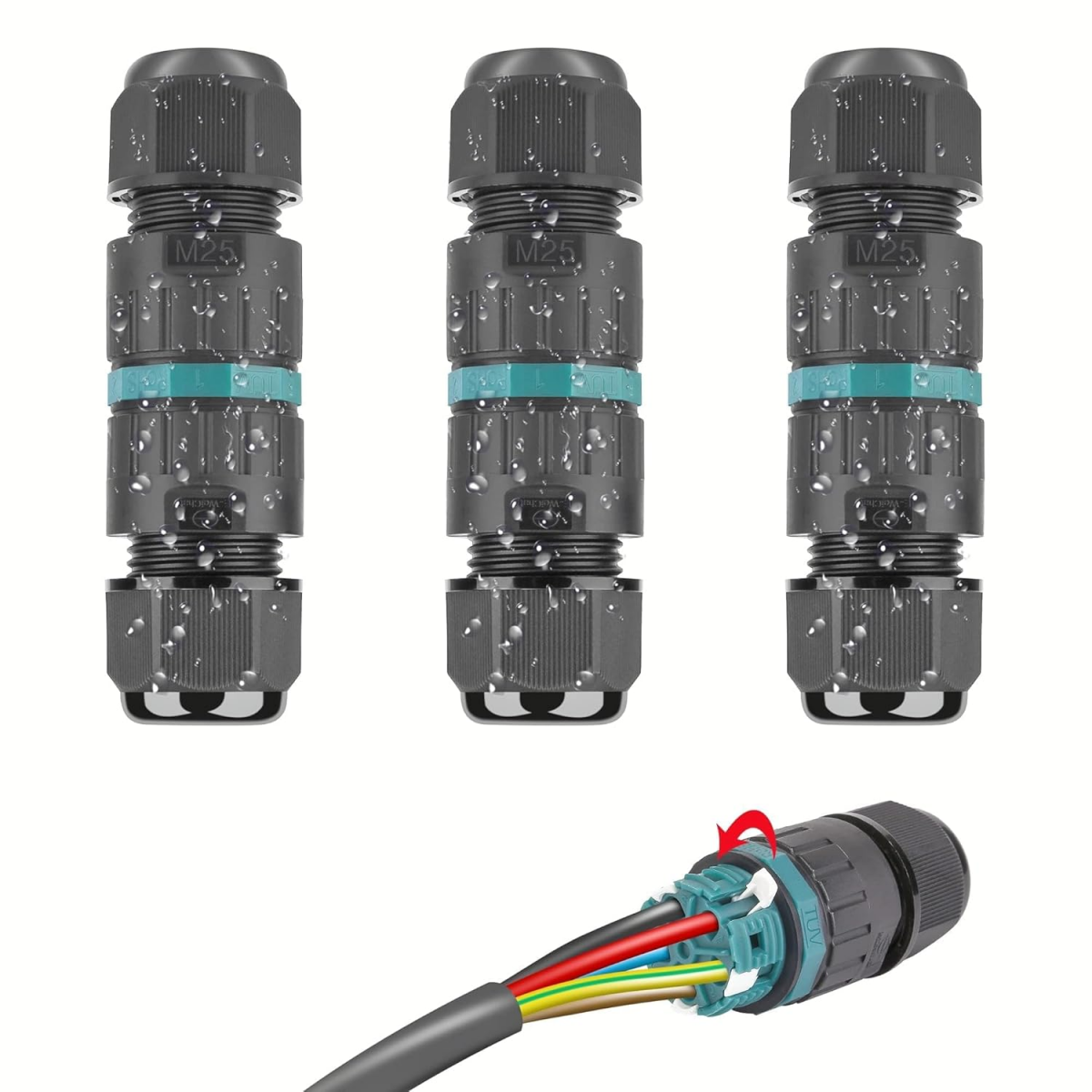 Connecteur Électrique Étanches IP68 - Raccord de Cable 5 Fils Boîte de ...