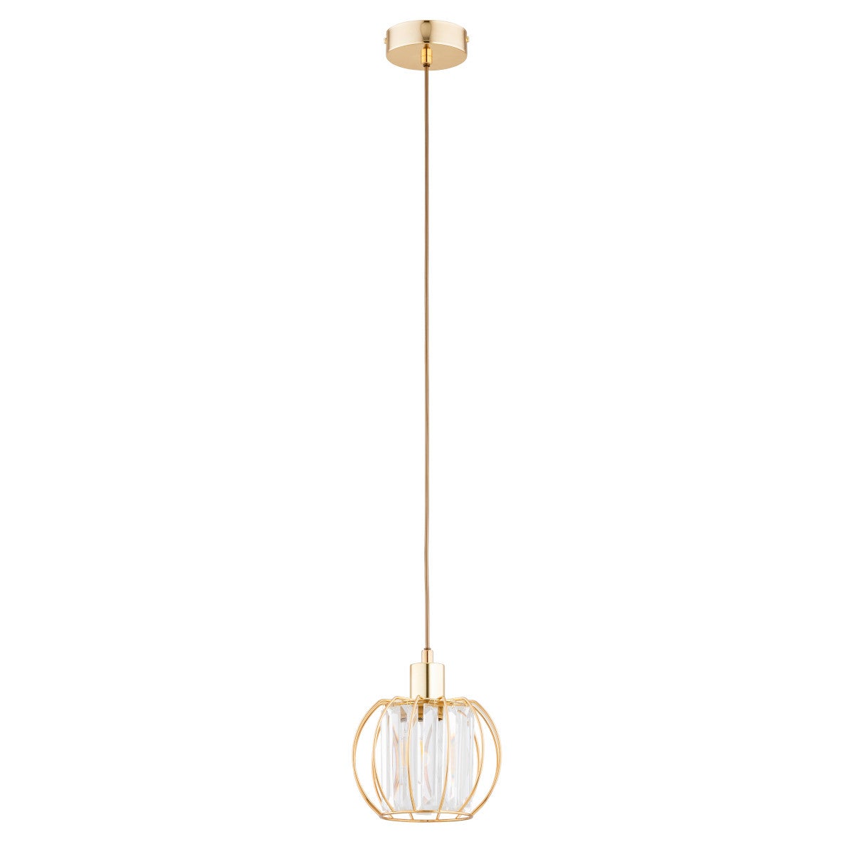 Lampa wisząca Kristal złoto-przezroczysta 1xE27x15W kryształki wym: 90 x 20 x 20 cm metal Alfa