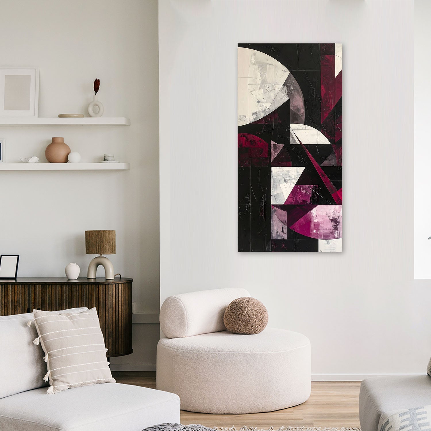 Obraz do salonu biura kuchni, Abstrakcyjne kształty burgundowy 60x120 - 2