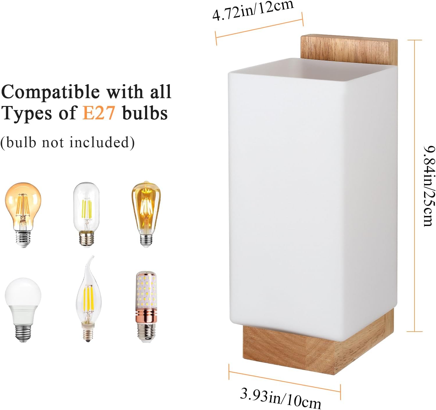 Lámpara de pared de interior vintage, lámpara de pared de madera, E27 lámpara de pared de iluminación interior para dormitorio, salón, pasillo - 4