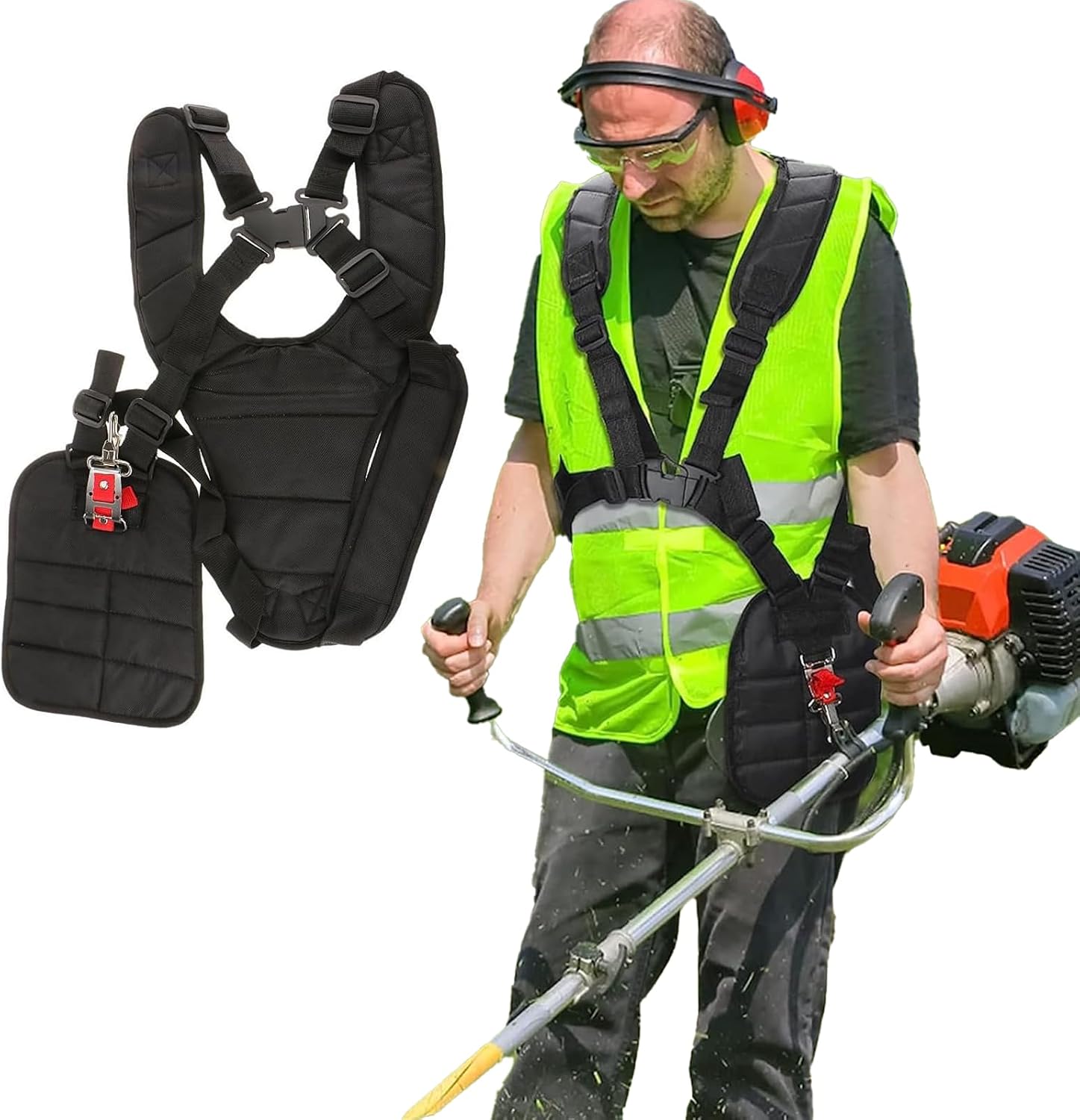 Yardwe Sangle D'épaule Confortable Avec Ceinture En Nylon Durable Réglable Pour Débroussailleuse Et Tondeuse à Gazon (28 X 12 X 9 Cm