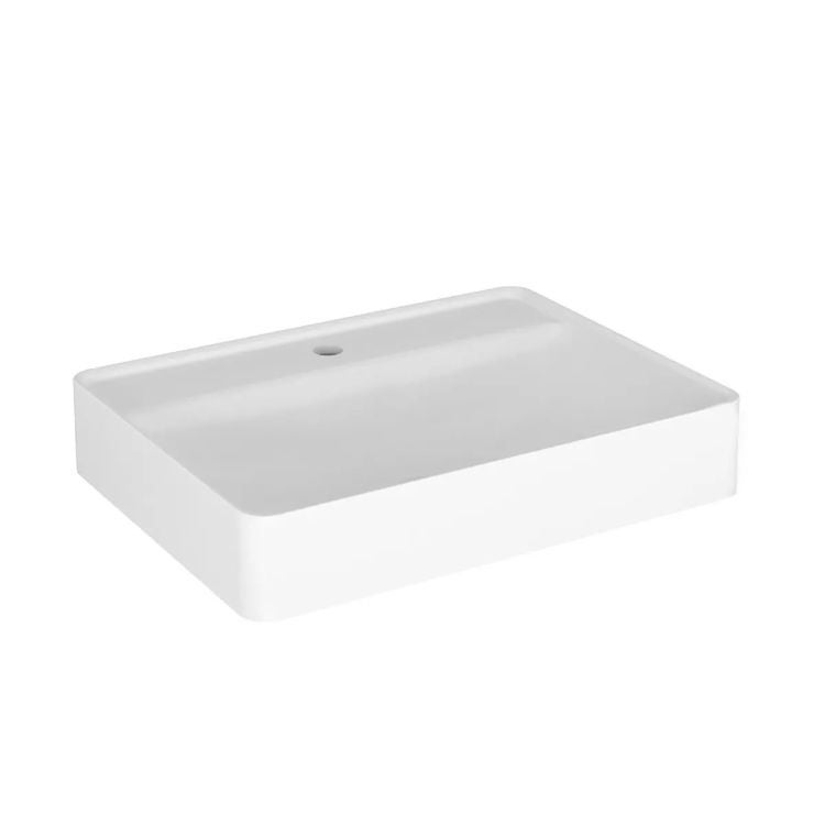 Umywalka wpuszczana VIBE 60 cm biały mat kwarcowa z otworem