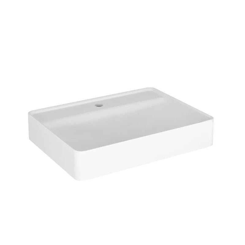 Umywalka wpuszczana VIBE 60 cm biały mat kwarcowa z otworem