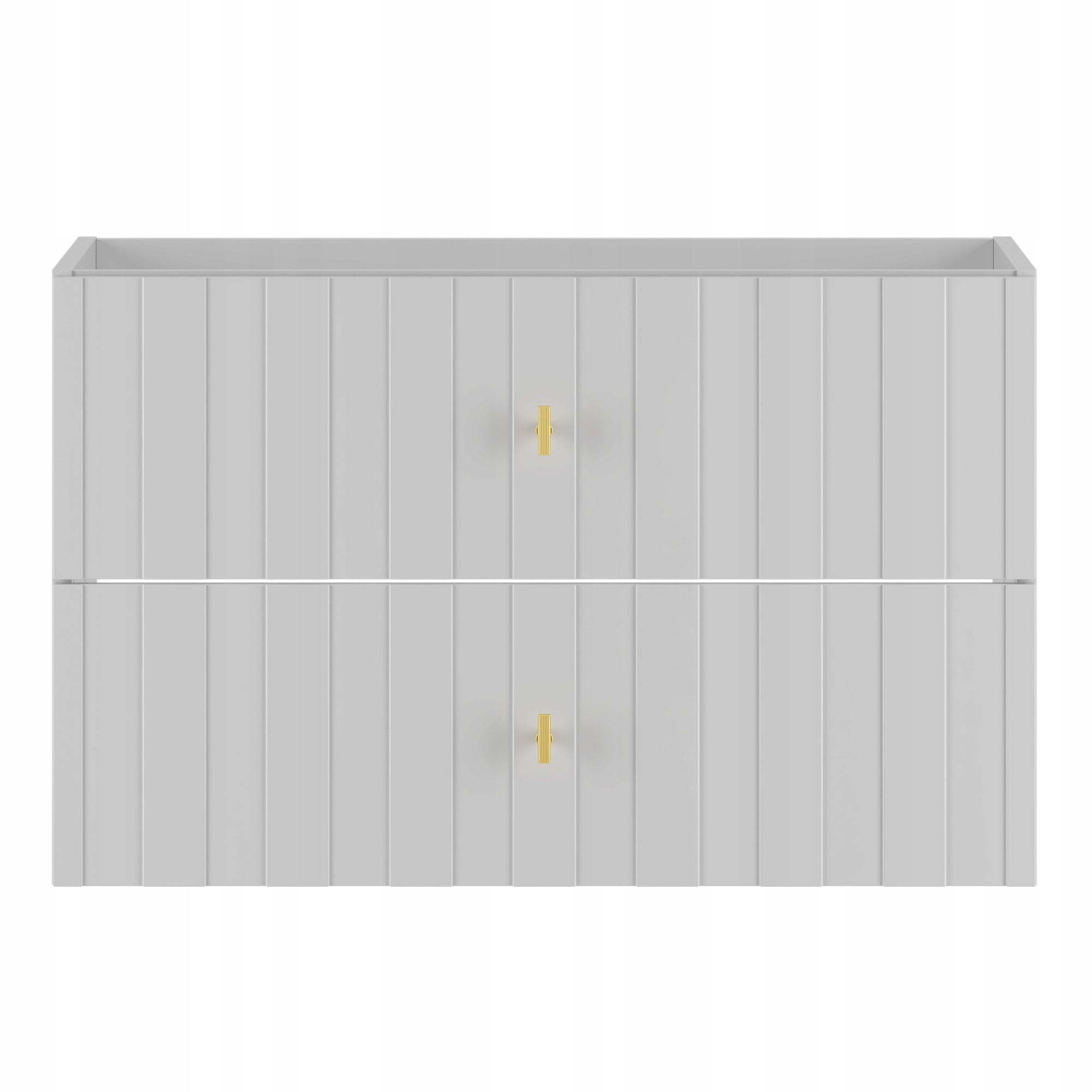 Szafka łazienkowa ELEGANTE 80 cm biała wisząca złote uchwyty mat - 2
