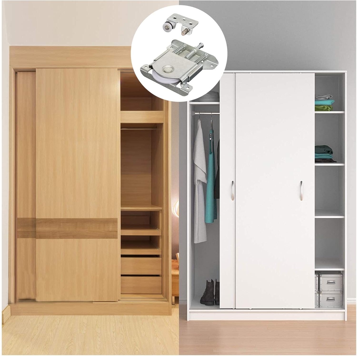 2 Paires Roulette Porte Coulissante Placard,Roulette de Coulissante,Rouleau Placard,Meubles Roues Coulissante,pour Armoires, Fenêtres, Portes Coulissa - 5