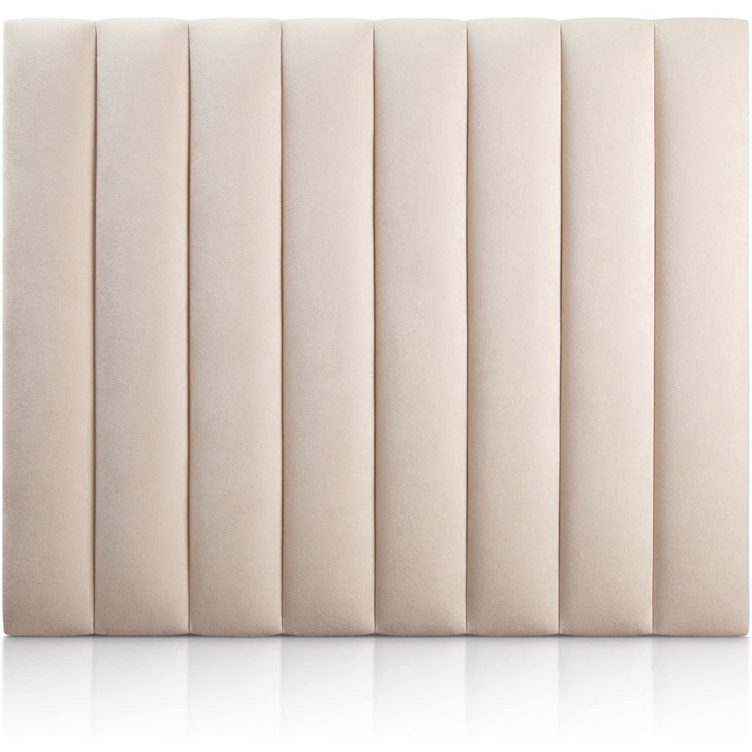 Cabecero tapizado nórdico líneas verticales tela antimanchas Beige para cama 135 cm - 145x125 cm - 4