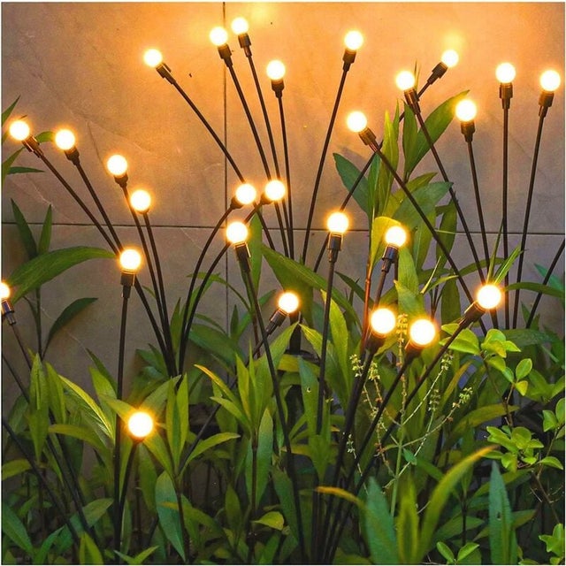 Lampes solaires d'extérieur, 4 pièces 10 LED, lumières solaires lucioles, décoration de jardin, étanche IP65, [Classe énergétique C]