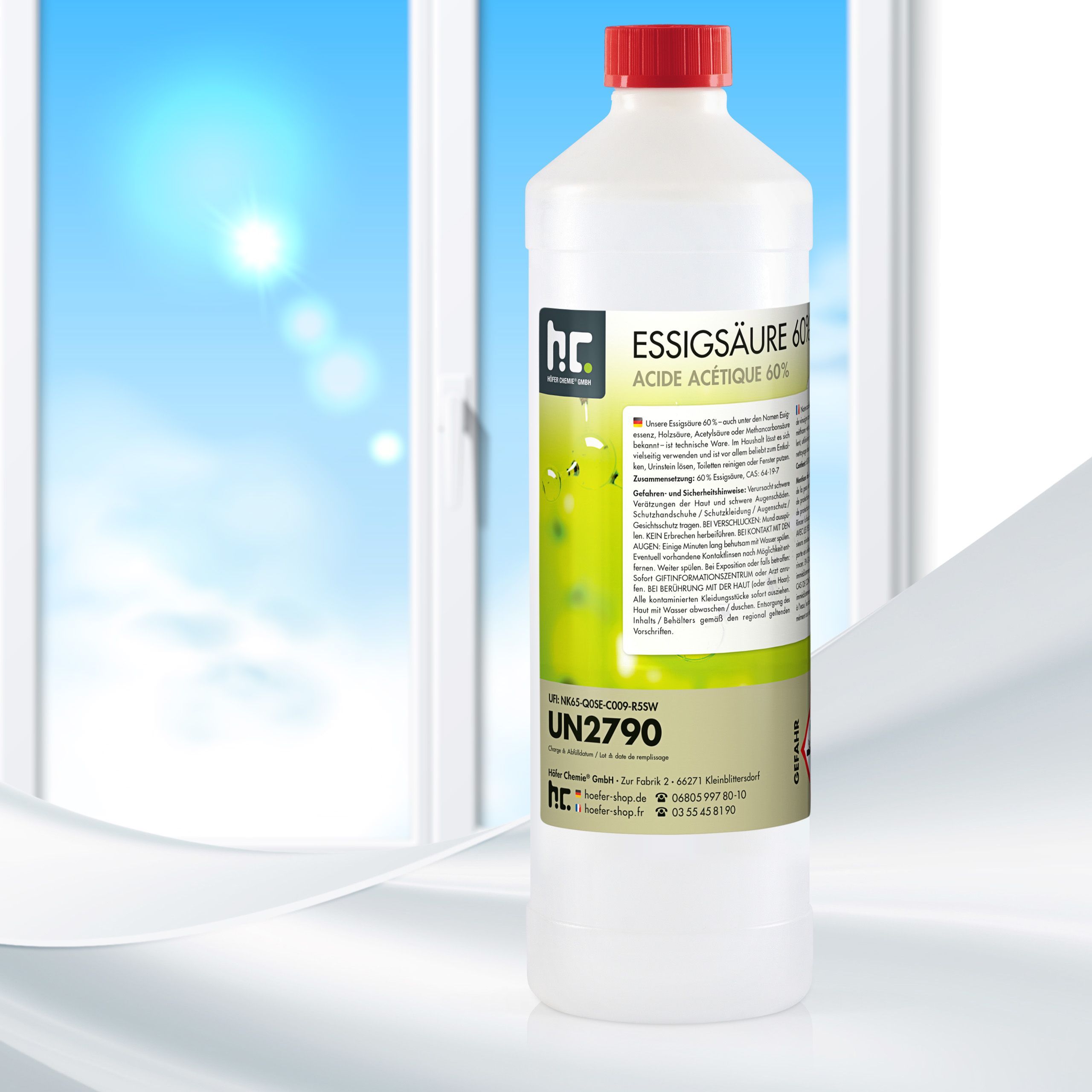 6 x Acide Acétique 60% Höfer Chemie® en bouteille de 1 L - 2
